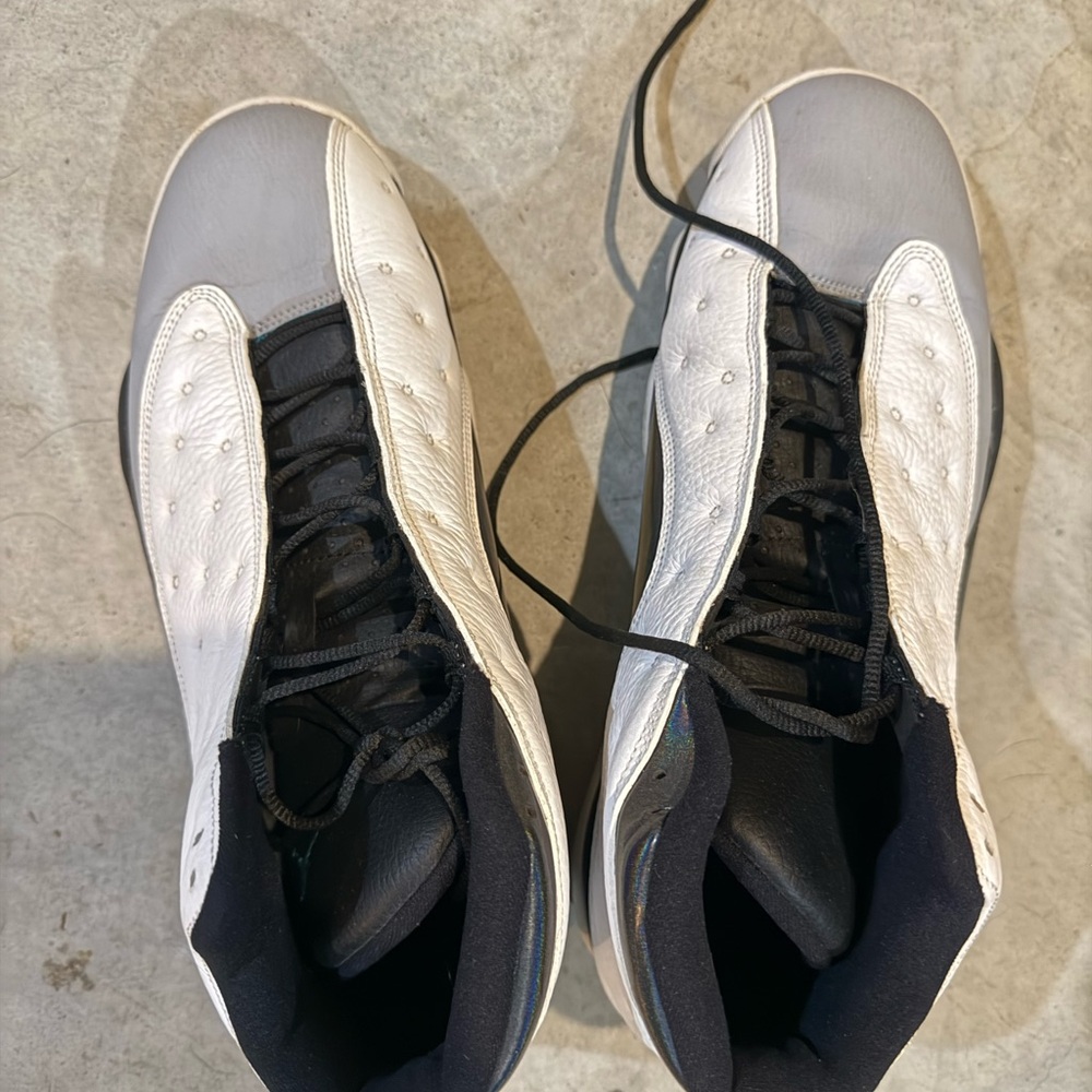 Jordan 13 White and Gray Athletic Shoes